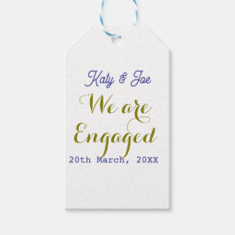 Etiqueta Para Presente Nós estamos noivos dourado roxo nome data elegante