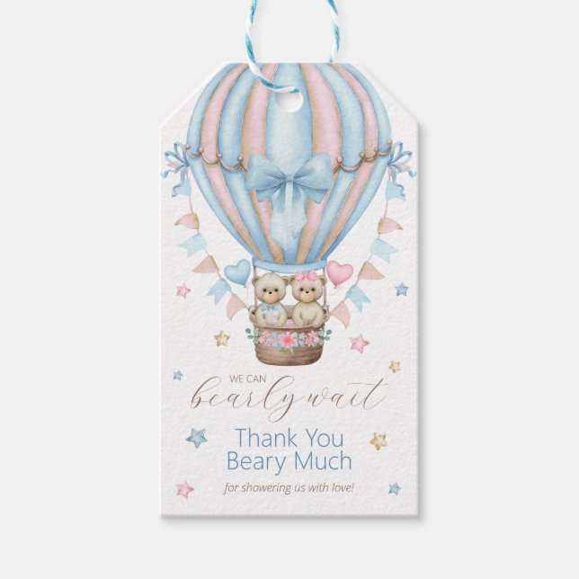 Etiqueta Para Presente Nós Podemos Ir Esperar Garotinha Gêmeos Obrigado (Frente)