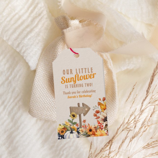 Etiqueta Para Presente Nossa Pequena Fazenda de Girassol Cai Aniversário (Criador carregado)