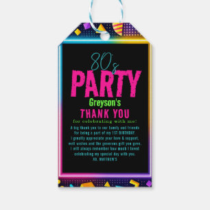 Etiqueta Para Presente nossa pequena festa de aniversário Retro Neon 80