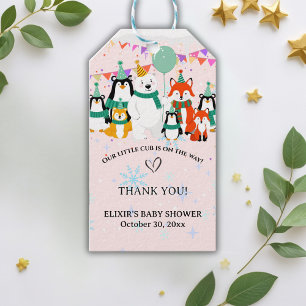 Etiqueta Para Presente Nosso Pequeno Cubo Chá de fraldas de animais árc