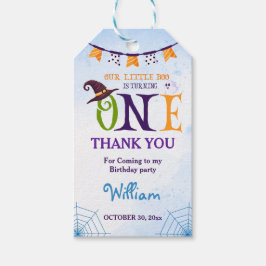 Etiqueta Para Presente Nosso Pequeno primeiro aniversario De Halloween Ob