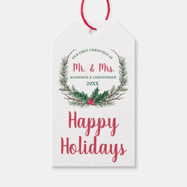 Etiqueta Para Presente Nosso Primeiro Natal Casado | Mistura & Sra. (Frente)