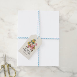 Etiqueta Para Presente Nostálgico Papai Noel Retrô Natal em creme