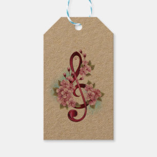 Etiqueta Para Presente Notas de clave de trecho musical com flores de Sak