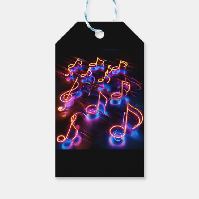 Etiqueta Para Presente Notas musicais de Neon (Frente)