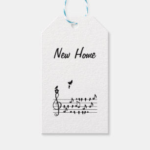 Etiqueta Para Presente Nova Harmonia Doméstica: Pássaro Musical com Casa 