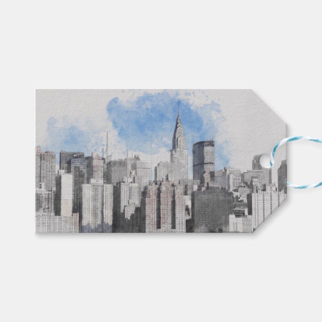 Etiqueta Para Presente Nova Iorque Manhattan Skyline (Frente (horizontal))