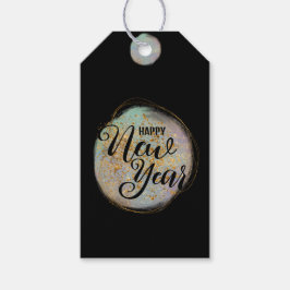 Etiqueta Para Presente Novo Ano Dourado Negro