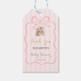Etiqueta Para Presente Novo Capítulo Fita Rosa Listras Baby Shower
