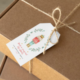Etiqueta Para Presente Noz-cracker de aquarela botânica e fofo Natal