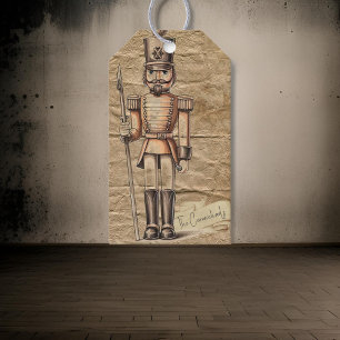 Etiqueta Para Presente Noz-Craqueador de Bronze de Natal Papiro Soldado