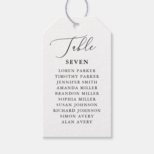 Etiqueta Para Presente Números Rustic Wedding Table Favors (Frente)