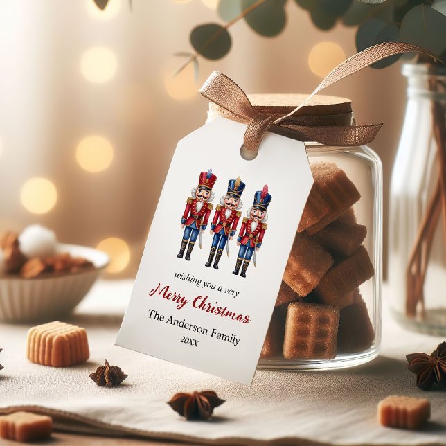 Etiqueta Para Presente Nutcracker Vermelho de Natal Personalizado (Criador carregado)
