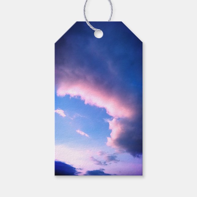 Etiqueta Para Presente Nuvens cor-de-rosa (Frente)