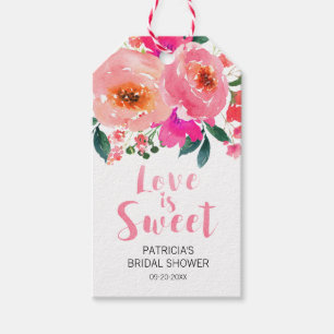 Etiqueta Para Presente O Amor é Doce Chá de Noiva Rosa Floral Agradecimen