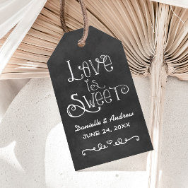 Etiqueta Para Presente O Amor é Doce Favor de Casamento em Quadro de Giz 