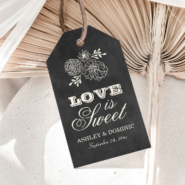 Etiqueta Para Presente O Amor é Doce Favor de Casamento em Quadro Negro V