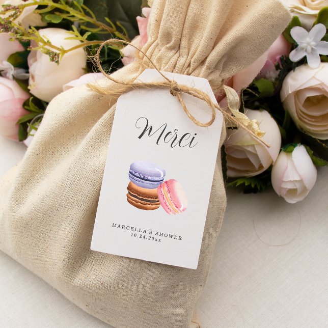 Etiqueta Para Presente O Amor é Doce (Macaron) Merci (Criador carregado)