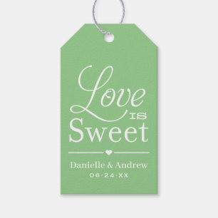 Etiqueta Para Presente O amor é doce, manuscrito verde, monograma