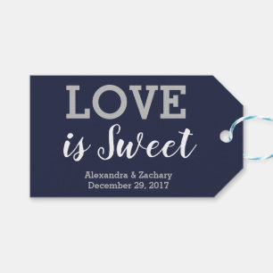 Etiqueta Para Presente O amor é doce Marinho de Prata Azul.