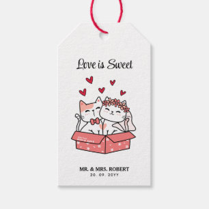 Etiqueta Para Presente O amor é doce Noiva de Gato e Casamento de Noite