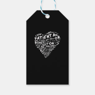 Etiqueta Para Presente O Amor é Paciente Coríntios Coração Branco Estilo