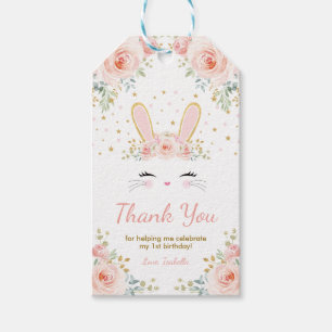 Etiqueta Para Presente O aniversário bonito do coelho de coelho cora