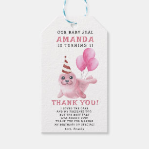 Etiqueta Para Presente O Aniversário de 1 Ano do Nosso Bebê Foca Sob o Ma