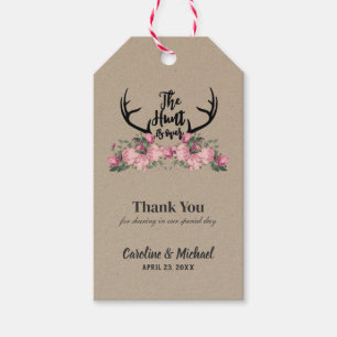 Etiqueta Para Presente O Antler floral rústico a caça está sobre o