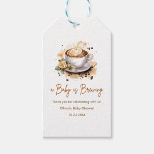 Etiqueta Para Presente O Bebê Está Sendo Preparado Café Brown Chá de Bebê