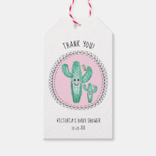 Etiqueta Para Presente O cacto feliz Momma e o bebê com maraca chocalham