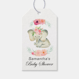 Etiqueta Para Presente O chá de fraldas da menina adorável do elefante 
