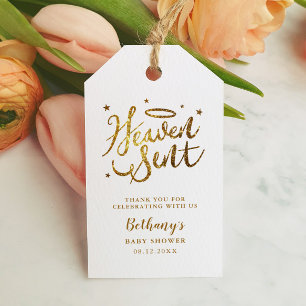 Etiqueta Para Presente O Chá de fraldas Enviado Favorito ao Dourado Bril