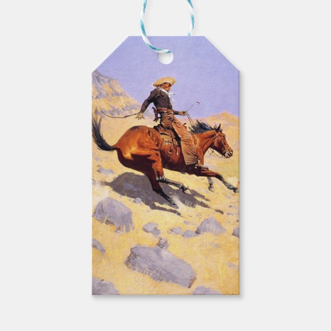 Etiqueta Para Presente O Cowboy (por Frederic Remington) (Frente)