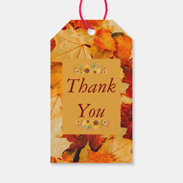 Etiqueta Para Presente O Elegante Red Dourado Outono Deixa Casamento (Verso)