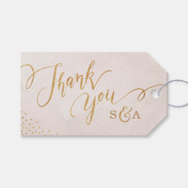 Etiqueta Para Presente O encanto cora obrigado cor-de-rosa da caligrafia