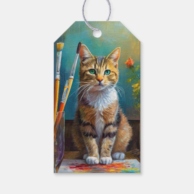 Etiqueta Para Presente O Gato Artístico (Frente)