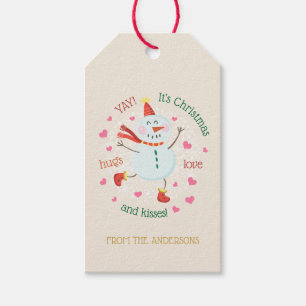 Etiqueta Para Presente O Homem de Neve Abraço Beijos De Amor