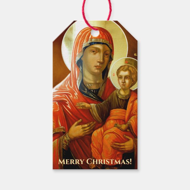 Etiqueta Para Presente O ícone da abençoada Mãe de Deus (Frente)