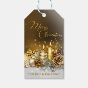 Etiqueta Para Presente O ouro Candles o feriado elegante do Feliz Natal