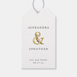 Etiqueta Para Presente O ouro elegante do Ampersand e cora casamento