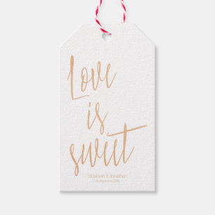 Etiqueta Para Presente O ouro moderno aumentou "amor é" Tag doce do favo