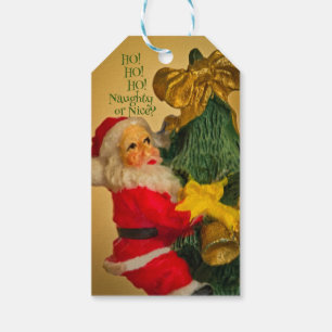 Etiqueta Para Presente O Pai Natal Personalizado sobe o Ouro da Árvore do