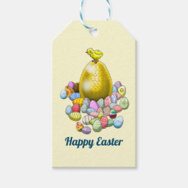 Etiqueta Para Presente O Pintinho da Páscoa e o Ovo de Páscoa do Ouro