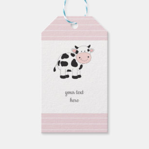 Etiqueta Para Presente O rosa de bebê listra Tag do presente da vaca