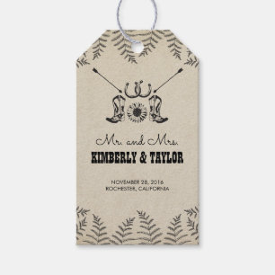 Etiqueta Para Presente O vaqueiro calça o Sr. e a Sra. do casamento do