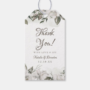 Etiqueta Para Presente O vintage ama o obrigado floral branco do