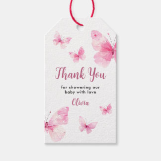Etiqueta Para Presente Obrigada pelo Chá de Bebê Borboleta Rosa