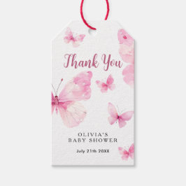 Etiqueta Para Presente Obrigada pelo Chá de Bebê Borboleta Rosa